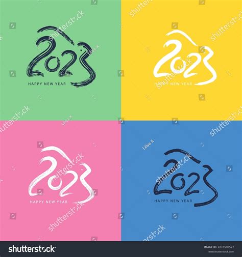 2023 Brush Stroke Lettering Sethand Drawn Stock Vector Royalty Free