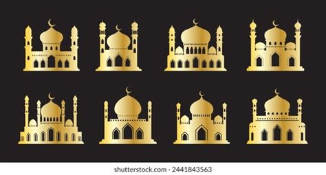 Gold Mosque Set Collection Design Islamic Stock Vector (Royalty Free ...