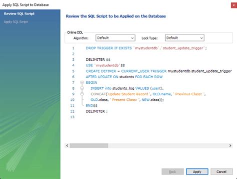 MySQL AFTER UPDATE Trigger Javatpoint