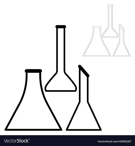 Chemical Test Tubes Icons Set Minimalist Simple Vector Image