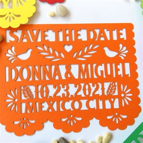 Mexico Save The Date Papel Picado Style Fiesta Invitation Etsy