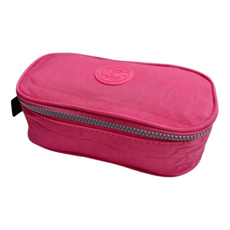 Estojo Escolar Box Organizador Nylon Grande Meninas Meninos Cor Ros