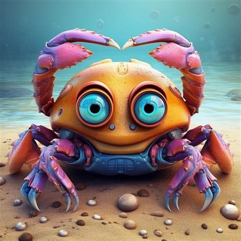 Premium AI Image A Crab With Big Eyes And Big Eyes Is On A Beach