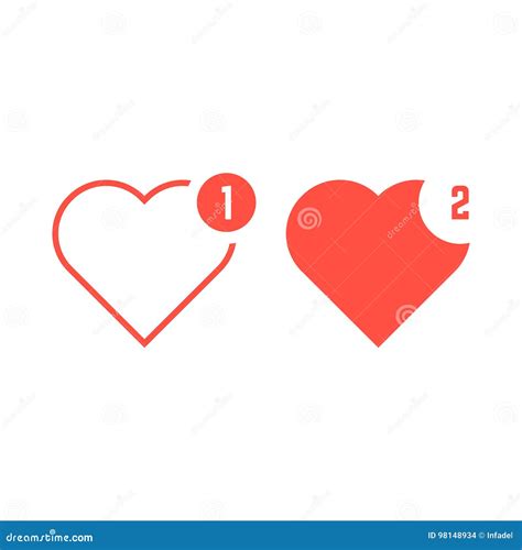 Red Hearts Icons Like Notification Stock Vector Illustration Of Click