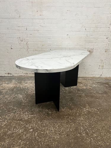 Industrial Modern Carrera Marble Style Table with steel V legs - 711 | RCC Furniture Reclaimed ...