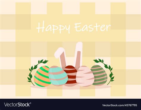 Happy Easter Poster With Eggs And Bunny Ears Vector Image