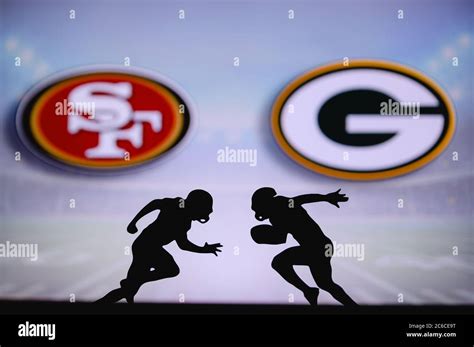 San Francisco 49ers vs. Green Bay Packers. NFL match poster. Two ...