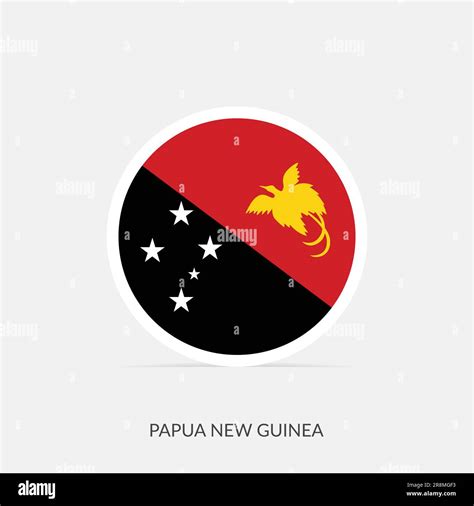 Papua New Guinea Round Flag Icon With Shadow Stock Vector Image Art