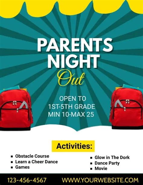 Modèle Aqua Maximalist Parents Night Out Flyer Us L Postermywall