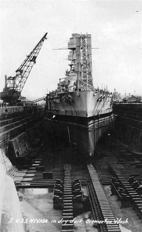 Photo USS Nevada In Drydock 2 At The Puget Sound Naval Shipyard