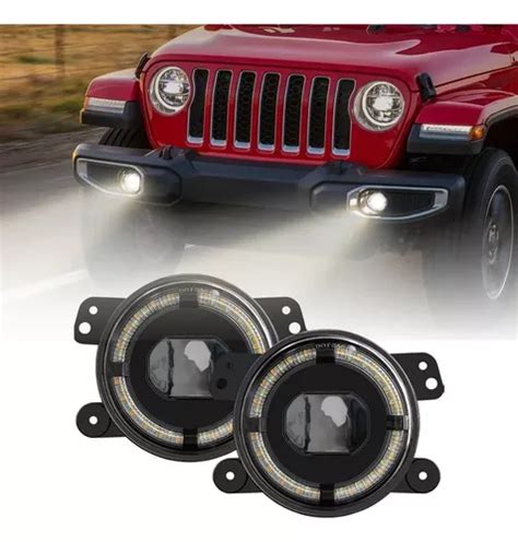 Faros Led Niebla Jeep Wrangler 2007 Al 2017 Lupa 7d Aro Led Meses Sin