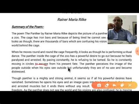 Class 6 Poem Unit III The Panther Rainer Maria Rilke By Rakesh Sali