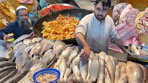 Karachi S Biggest Sea Food Street Grilled Fish Prawn Karahi