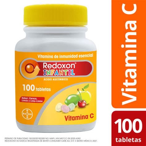 Bayer Redoxon Infantil Acido Ascorbico Vitamina C Con 100 Pz Mi