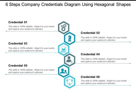 6 Steps Company Credentials Diagram Using Hexagonal Shapes ...