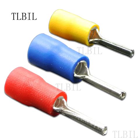 100Pcs 22 16AWG Insulated Pin Terminals Electrical Splice Crimp