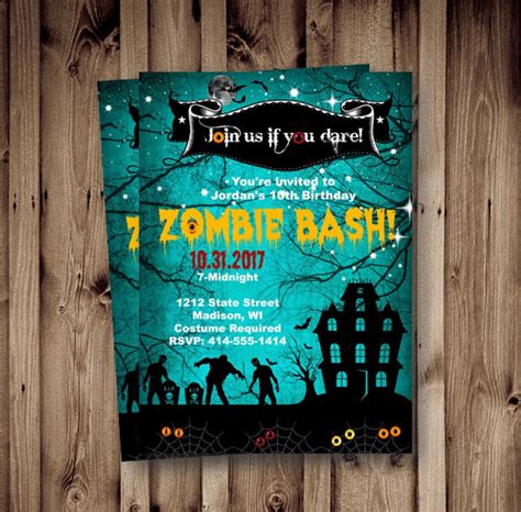 Zombie Invitation Party Zombie Apocalypse Birthday Adult Kids Etsy