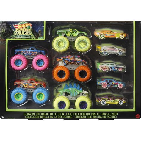 Set Masinute Hot Wheels Monster Trucks Glow In The Dark Collection