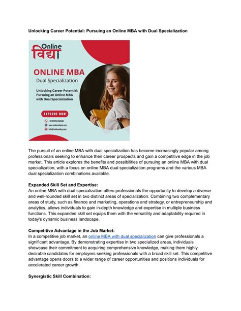 Ppt Unlocking Career Potential Pursuing An Online Mba With Dual