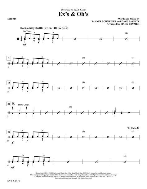 Exs And Ohs Drums Sheet Music Mark Brymer Choir Instrumental Pak