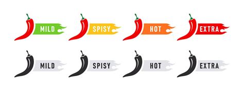 Spicy Food Food Spiciness Level Hot Natural Chili Pepper Icons Spicy And Hot Vector