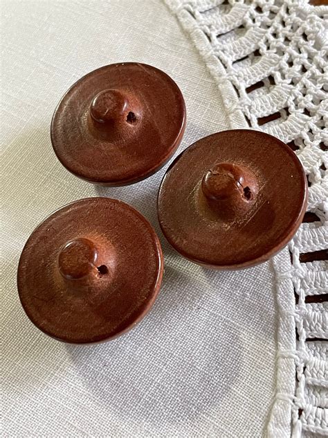 Vintage Wood Button With Ome Etsy