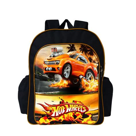 Mochila Escolar G Grande Preta Hotwheels Infantil Shopee Brasil