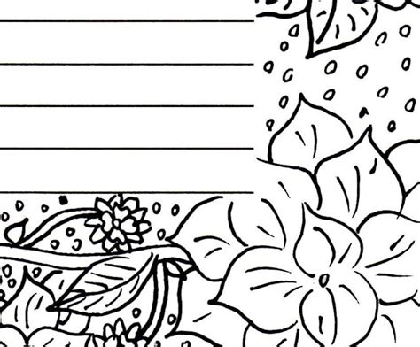 Floral Border Lined Stationery Page Etsy