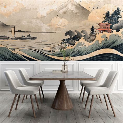 JAPANESE Traditional Landscape Wallpaper | Vintage Scenic Wallpaper
