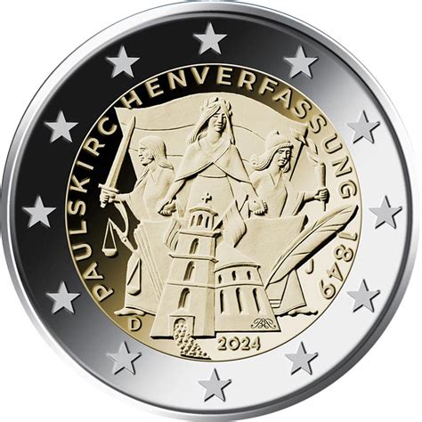 2 Euro Coin 175th Anniversary Paulskirche Constitution Germany 2024