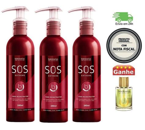 Kit 3 SOS Extreme 240ml Borabella Para Cabelos Danificados Kit De