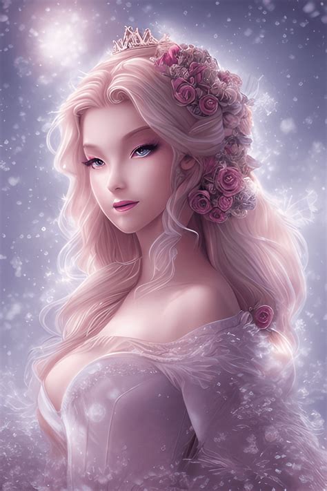 Elegant Snow Princess 3D Digital Art · Creative Fabrica