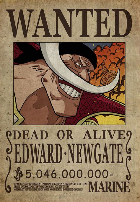 One Piece Wanted Poster Whitebeard Digital Art By Niklas Andersen The