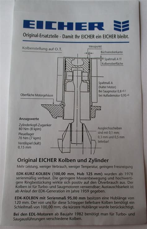 Traktorteile Nolten Satz Kolben Und Zylinder Edk