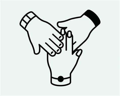 Teamwork Icon. Hands Friendship Cooperation Group Partnership Team Work Support Community. Black ...