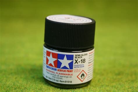 Tamiya Color SEMI GLOSS BLACK Acrylic Mini Paint X18 10mls ARCANE