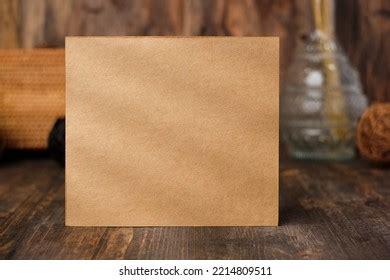 Mockup Square Kraft Paper Card On Stock Photo Shutterstock