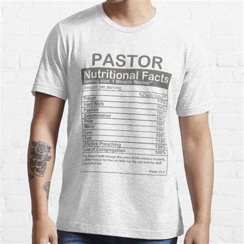 Pastor Nutritional Facts Funny Pastor Appreciation Cool Preacher T