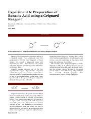 Synthesizing Benzoic Acid Grignard Reagent Experiment Course Hero