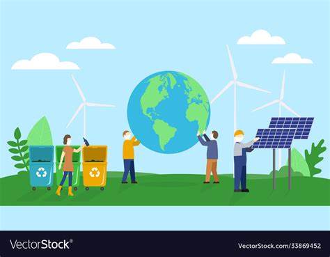 Green Renewable Energy Sources Concept People Vector Image