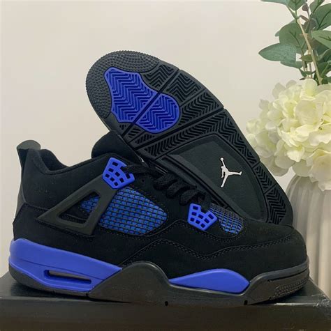 Custom Air Jordan 4 Retro Blue Thunder Etsy