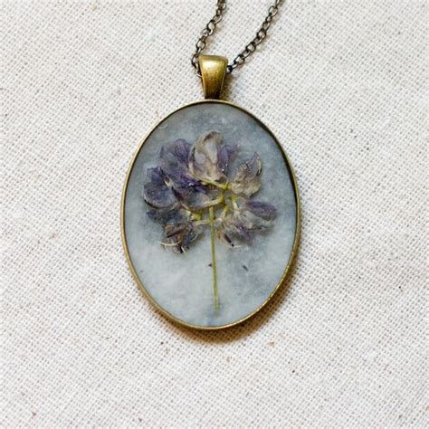 Pressed Flower Necklace Lavender Wildflowers On By StudioBotanica