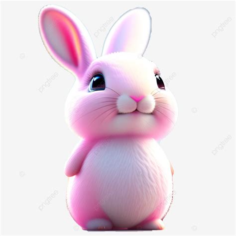 Realistic Cute Pink Bunny, Pink Bunny, Bunny 3d Render, Bunny PNG ...