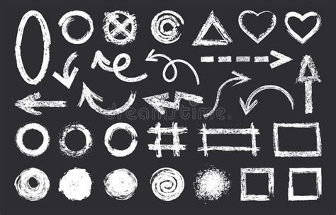 Grunge Chalk Symbols Set Abstract Texture Chalk Brushes Rough Hand