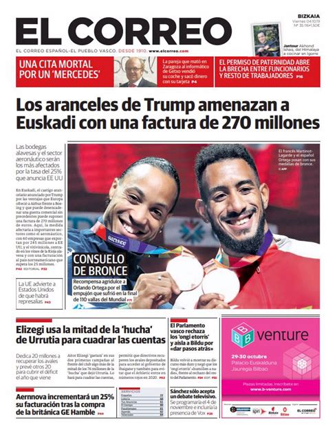 Las Portadas De Los Periódicos Del Viernes 4 De Octubre De 2019