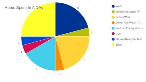 Hours Spent In A DAy (pie chart) | ChartBlocks