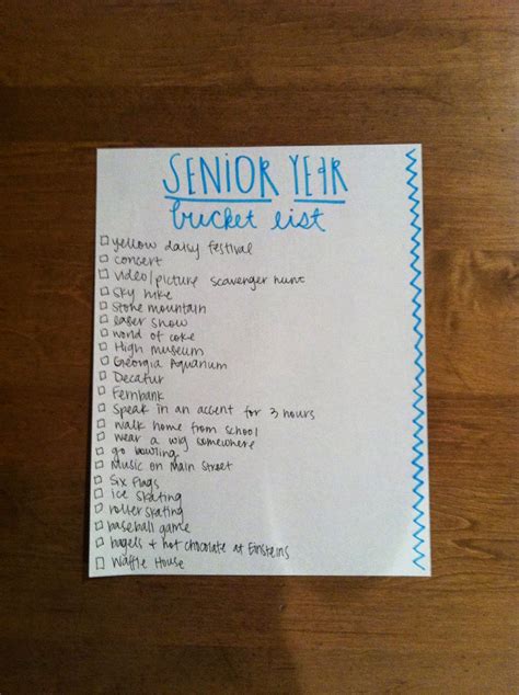 sincerely, mad: Senior Year Bucket List