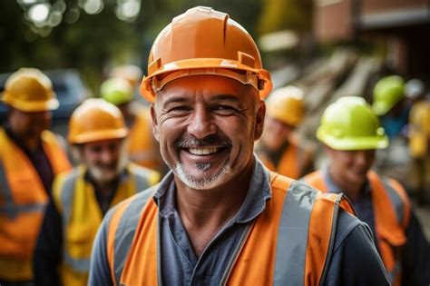 Premium Ai Image A Happy Team Of Construction Workers Working At A