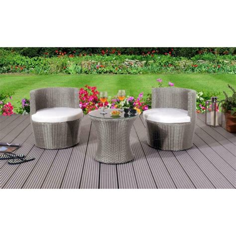 Grey With Cover Piece Rattan Bistro Stackable Patio Garden