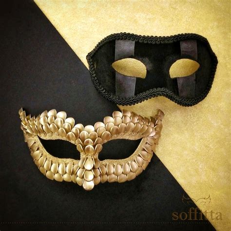 Gold And Black Couples Masquerade Mask Embellished Etsy